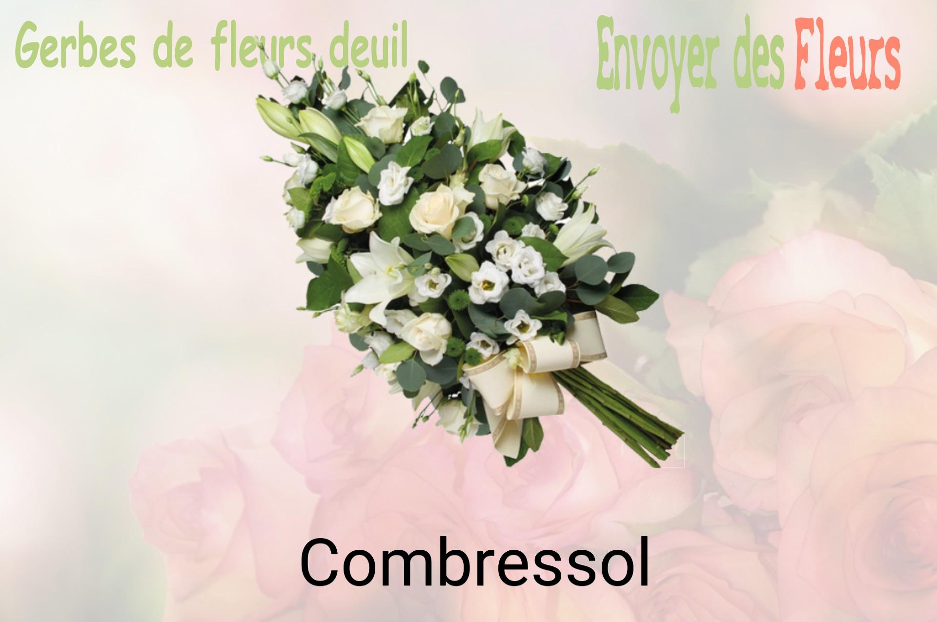 Gerbe de fleurs de deuil livrée à Combressol